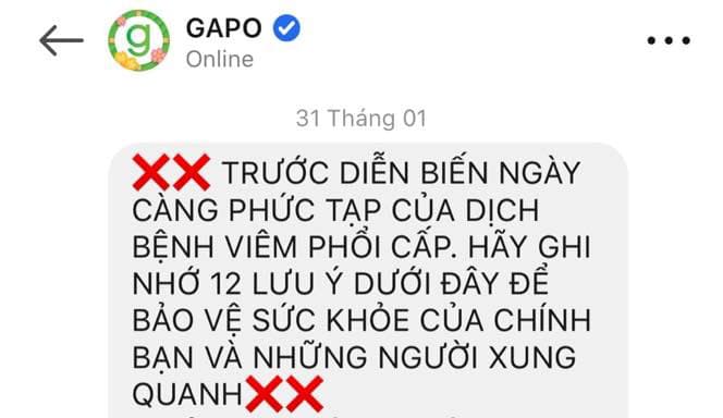 ICTNEWS: HƯỞNG ỨNG CHỈ THỊ CỦA BỘ TT&TT, GAPO, MOCHA, ZALO… LẬP KÊNH TRUYỀN THÔNG CẬP NHẬT VỀ VIRUS CORONA